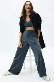 New Athleta 2T Pinnacle High Rise Cargo Trouser Eden Blue Size 2 Tall