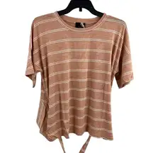 Lumiere Short Sleeve Striped Sweater Tie Back New Small