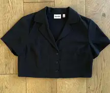 Black Aritzia Cropped Button Up Shirt