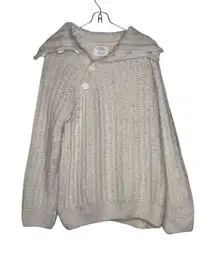 Zara Women's Sweater Shawl Chunky Snap Buttons Long Sleeve Cream Sz.‎ 13-14
