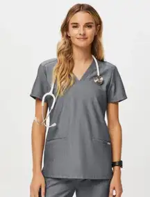 Figs casma three pocket scrub top graphite grey size XXS