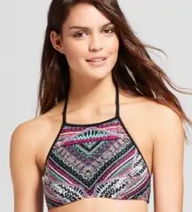 Printed halter bikini top