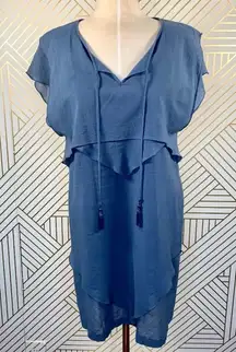 See by Chloe Blue Tiered Tassel‎ Boho Dress