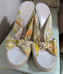 Emilio Pucci Yellow Print Wedge Espadrilles – Size 40 EU / 9.5 US