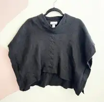 Nordstrom Black Wool Poncho One Size Minimalist Quiet Luxury Soft Neutral