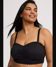 Lightly Lined 4-Way Stretch Lace Bandeau Details Black Bra NWT NEW Size 1