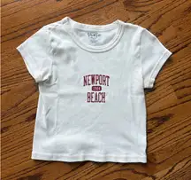 Brandy Melville White Newport Beach Cropped Tee