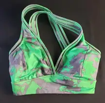 JoyLab V-Neck Island Print Abstract Strappy‎ Padded Sports Bra Women’s XS