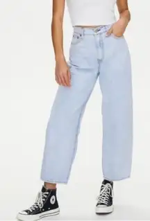 Levi's Premium Balloon Leg Jeans Light Wash Blue High Rise Waist Dad Jokes 24x26