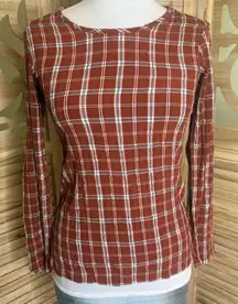 Flax Red Plaid Long Sleeve Top Size XS