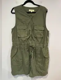 Green khaki Lucky Brand snap front dress