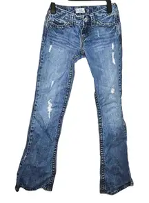 Aeropostale Hailey Skinny Flare Light Blue Jeans Distressed Size 0 Regular Reg