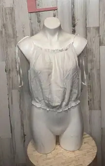 H&M Divided White Tie Strap Crop Top Women’s Size L