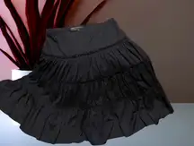 Black TIERED RUFFLE MIDI Skirt