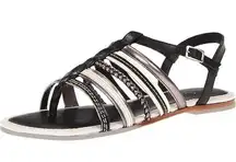 Cole Haan  Nassau Strappy Flat Sandal Gray Silver Pewter Black Size 6.5