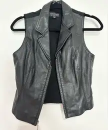 Wilson Small Leather Maxima Black Genuine Leather Zip-Up Vest Vintage Y2K Biker