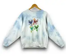 Vintage Tie Dye Graphic Sweatshirt Different is Beautiful Colorful Frogs Large