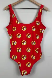 Buc-ees One-Piece Swimsuit‎ Women's Medium Red Stretch Beaver High Cut Beach