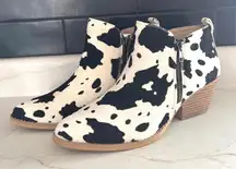 Very Volatile Cow Print Gracemont Zip Up Ankle Booties Women’s size 9