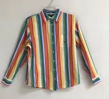 Lauren Ralph Lauren bright striped button up shirt M