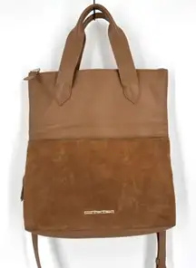 Elaine Turner Women's Suede Pebbled Leather Crossbody Tote Handbag Brown Medium‎