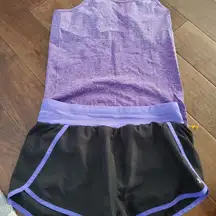 Work out set size small shorts in lavender and black amd size xs racer tank dri