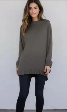 Halogen Women's L Dark Gray Pullover Tunic Sweater