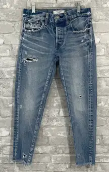 Moussy Vintage Blue Distressed Cropped Jeans