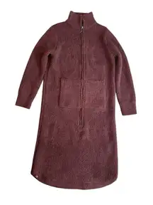 Barefoot Dreams CozyChic Half Zip Chenille Lounge Robe Size XS/XXS Burgundy