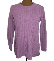 J.Jill  lilac chenille cable knit Crewneck plush sweater size XSp petite