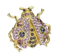 Charter Club  Gold-Tone Crystal Bug Pin/Brooch in Gold/Purple New in Box