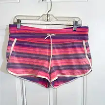 Athleta Size M Pink/Purple Striped Swim Shorts