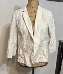 Lauren Conrad Cream Tan Blazer Women's Linen‎ Cotton Blend Size 16