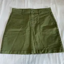 J.Crew Military Green Shirt Skirt Size 8 Pockets Y2K 90’s Casual Flat Front