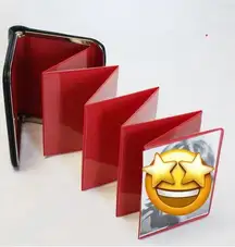 Vintage Retro Brown Leather Flat Clutch Accordion Photo Wallet