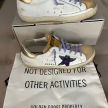 Golden Goose Sneakers with Lavender and Tan Accents