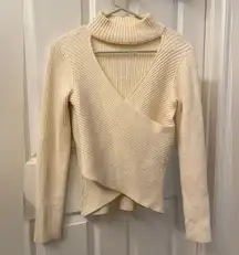 Elegant Cream Wrap Sweater
