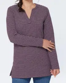 Duluth Trading Co Women's Ponte Pro Striped Long Sleeve Tunic Top Size S