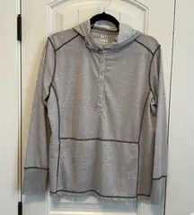 Kate Lord Gray 1/2 Button Up Performance Hooded Pullover