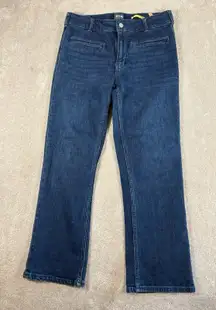 maeve cropped bootcut mini flare jeans 29 blue anthropologie trouser