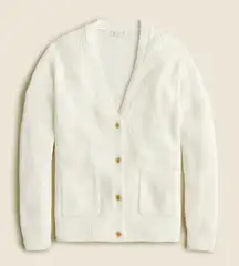 J. Crew Cotton Blend Long Sleeve V Neck Knit Cardigan Sweater Cream XS