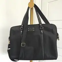 Women's‎ Minimalist Laptop Computer Bag in Black w Adjustable Strap