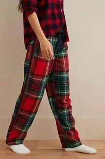 Aerie Pajama Pants Plaid Cotton Lounge Sleep Red Green Blue