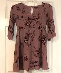 Lily Rose Floral V-neck Pink Lined Dress Size XS