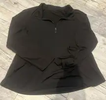 Shein Curve 3XL Plain Solid Collared Black Quarter-Zip Pullover Womens