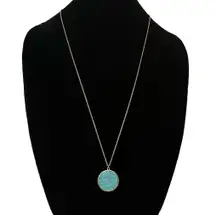 Long Turquoise Agate Pendant Necklace