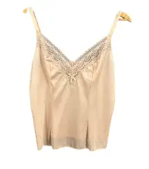 Vintage Olga Lace Trim Satin Cami Size 36 Approx Medium Beige Lingerie