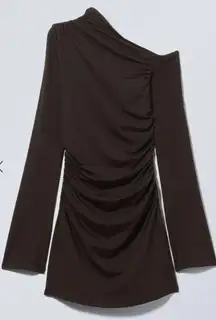 WEEKDAY Gathered Mini Long Sleeve Dress Size Medium NWT