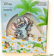 Loungefly Disney Lilo & Stitch Floral Sliding Enamel Pin