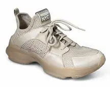 Steve Madden womens Maxima rhinestone trainer‎ sneakers size 9 blush beige